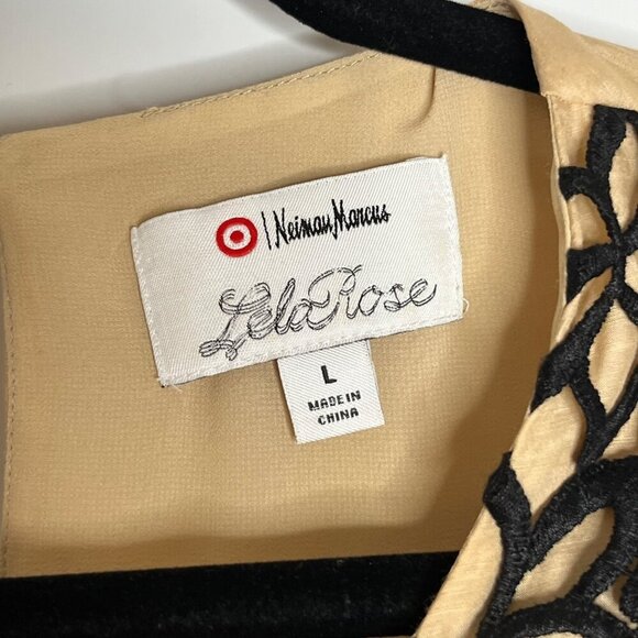 Lela Rose Target Neiman Marcus Crochet Lined‎ Sleeveless Blouse Black Tan Large - Picture 5 of 9